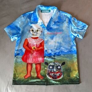 Frida Bowling Shirt w Zip Sleeve Pocket- LA Hot Fashion Designer